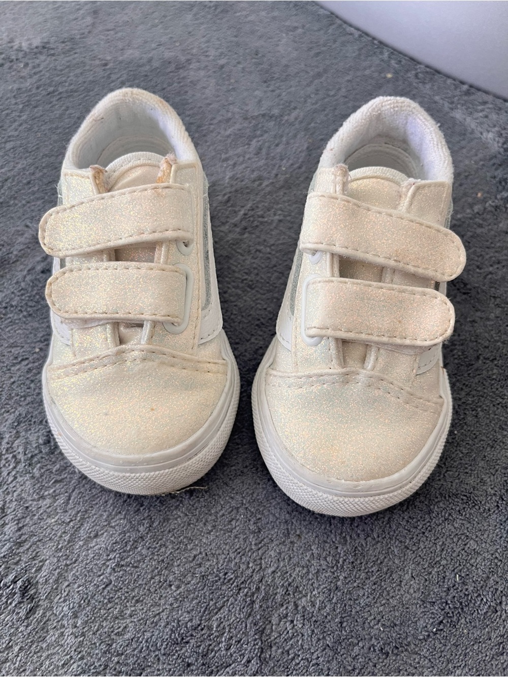 Vans Kids Glitter Hook-and-Loop Sneakers - Cream/White